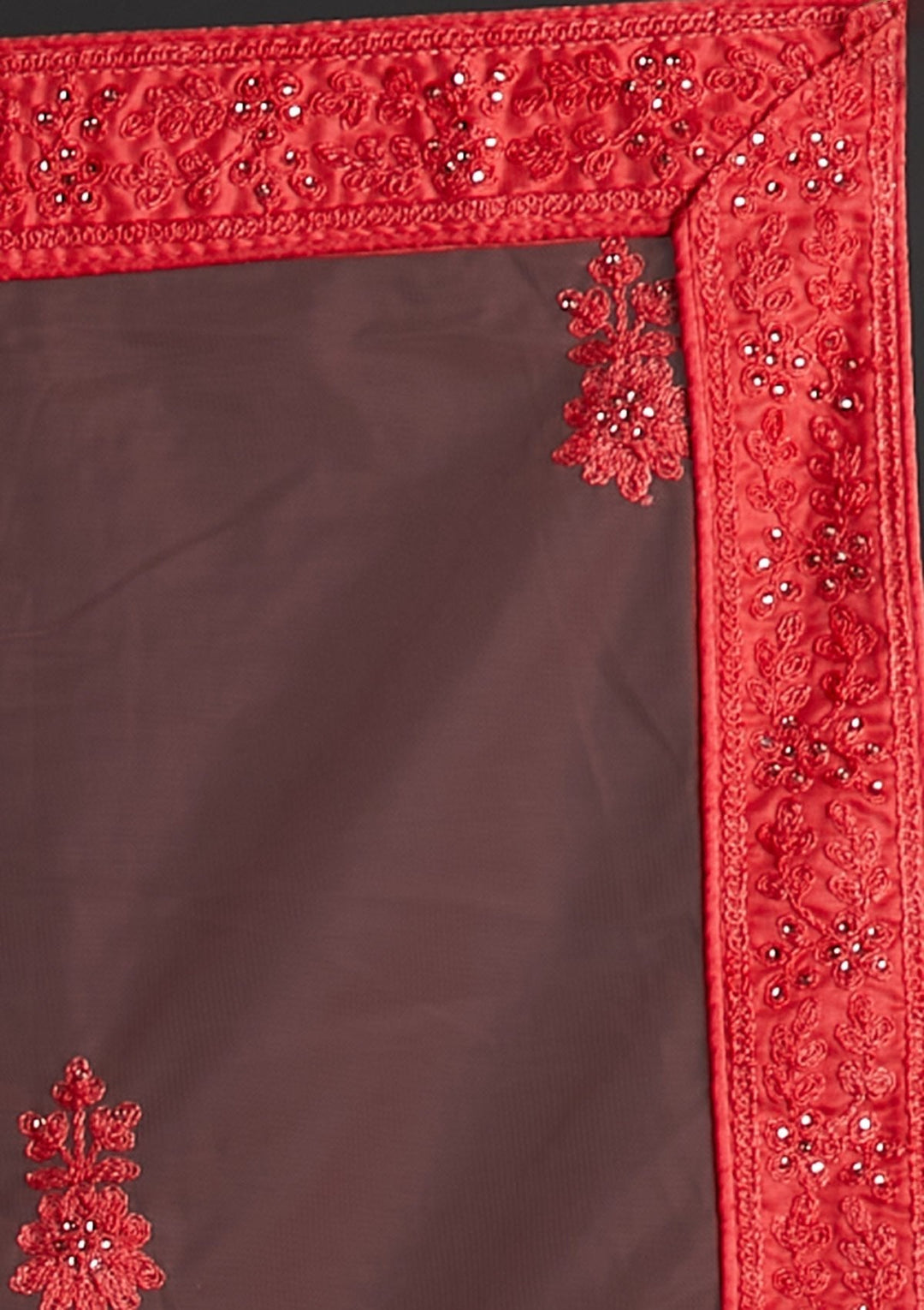 Peach Stonework Net Designer Semi-Stitched Lehenga - koskii