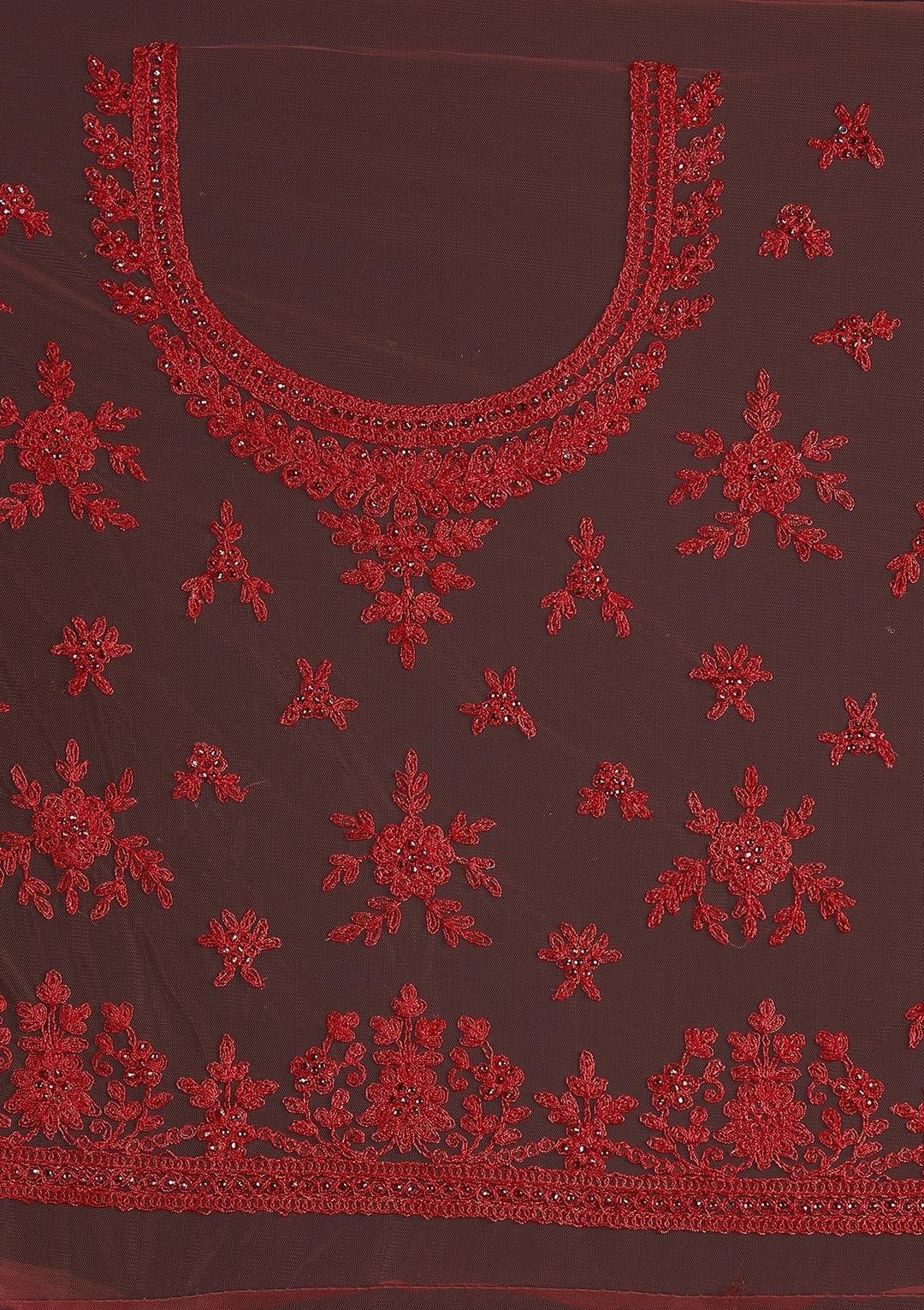 Peach Stonework Net Designer Semi-Stitched Lehenga - koskii