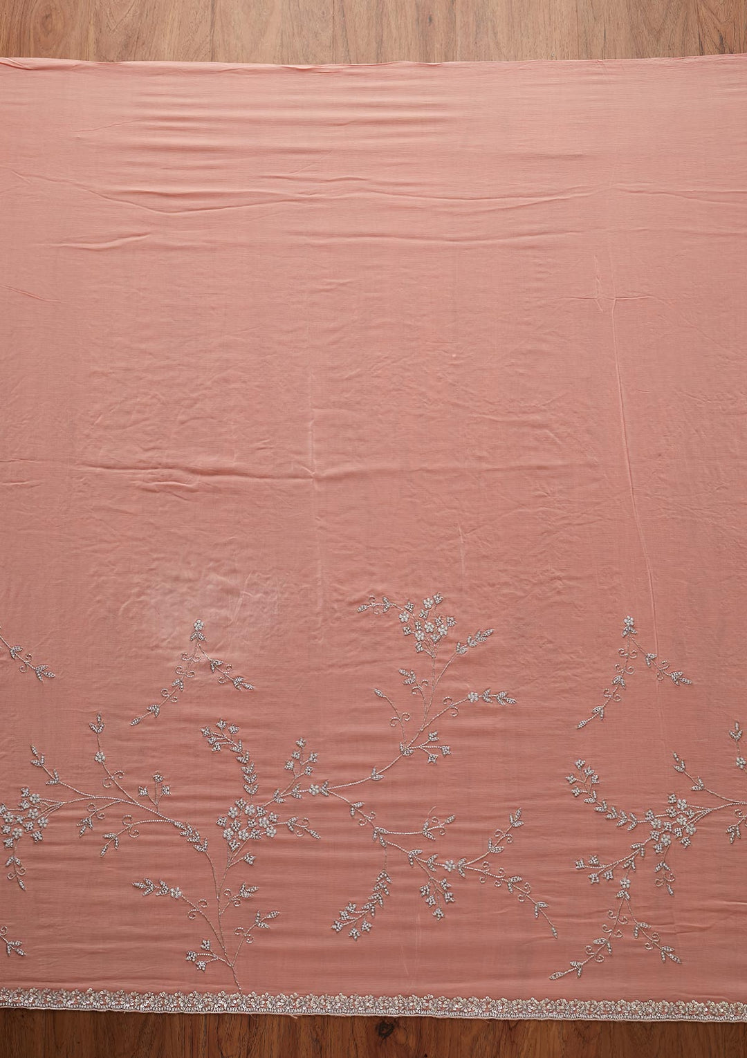 Peach Stonework Semi Crepe Designer Saree - koskii