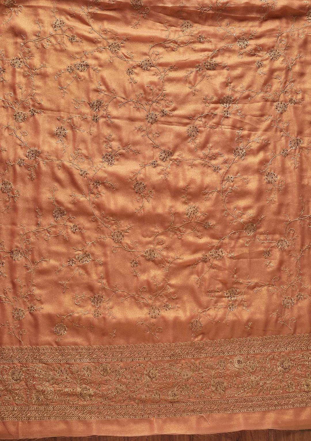 Peach Stonework Shimmer Designer Unstitched Salwar Suit - koskii