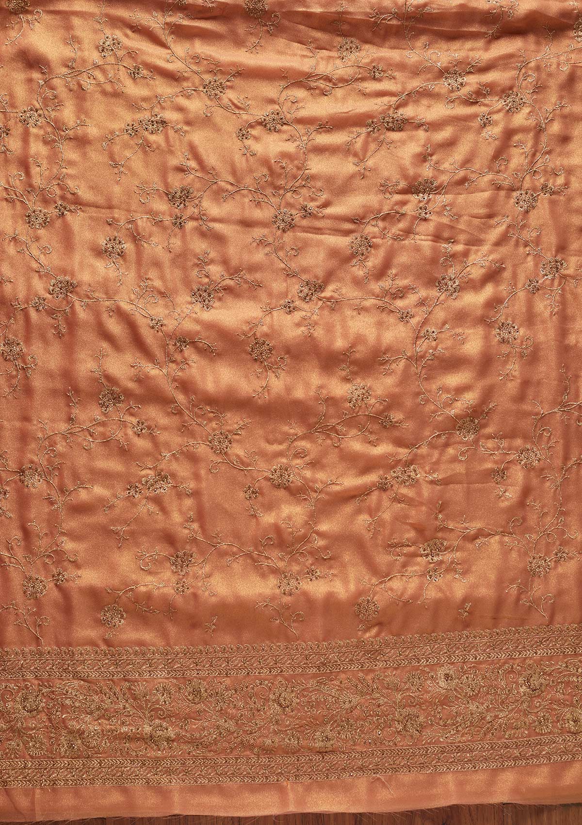 Peach Stonework Shimmer Designer Unstitched Salwar Suit - koskii