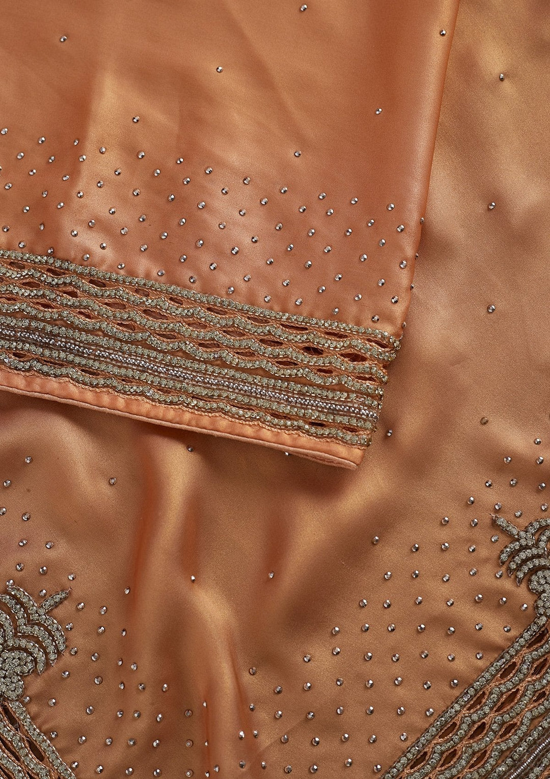 Peach Stonework Shimmer Designer Saree - koskii