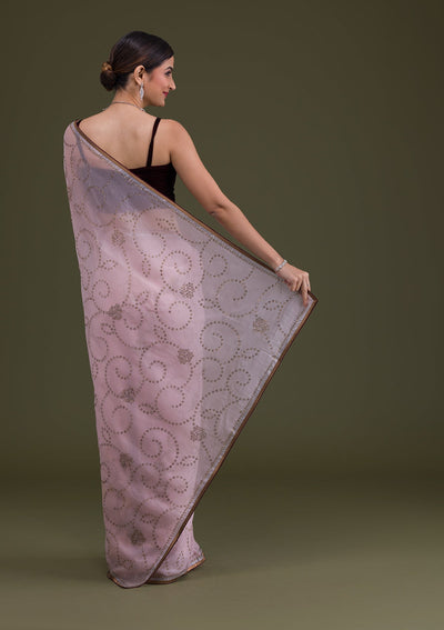 Peach Stonework Tissue Saree-Koskii