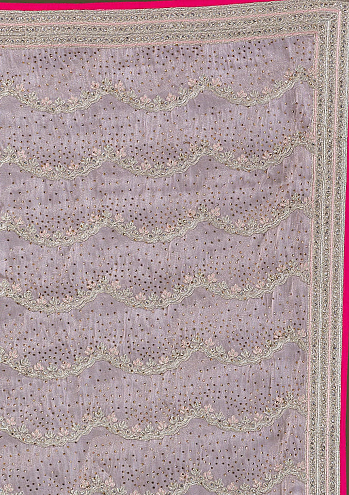 Peach Stonework Tissue Saree-Koskii