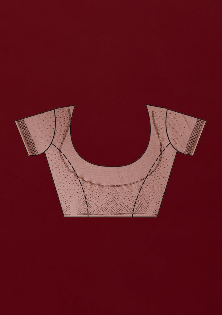 Peach Swarovski Georgette Designer Saree - koskii