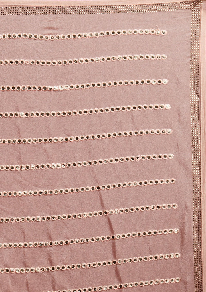 Peach Swarovski Georgette Designer Saree - koskii