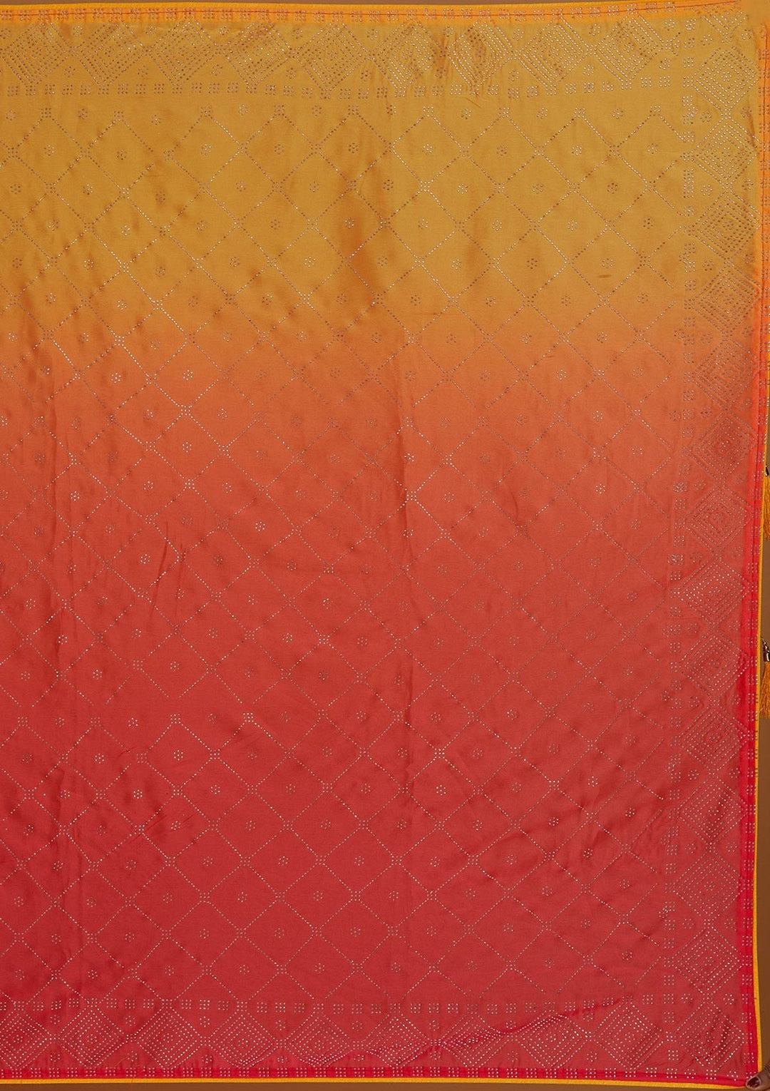 Peach Swarovski Semi Crepe Designer Saree - Koskii