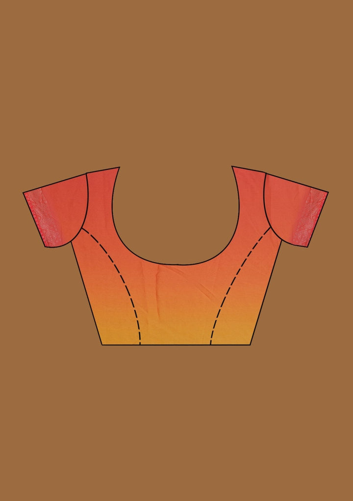 Peach Swarovski Semi Crepe Designer Saree - Koskii