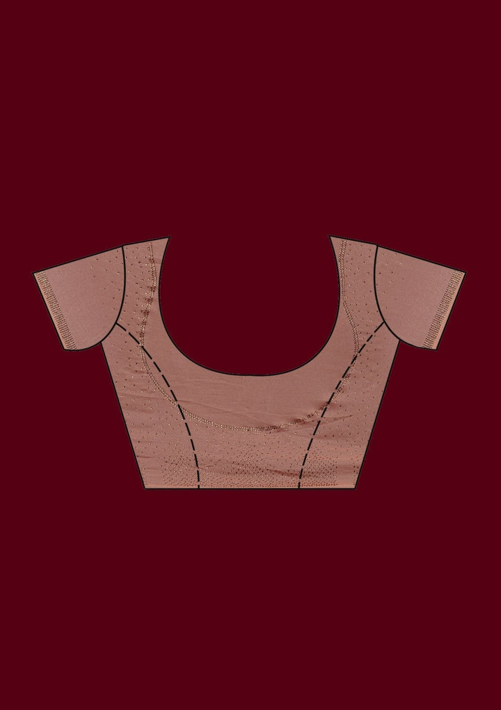 Peach Swarovski Semi Crepe Designer Saree - Koskii