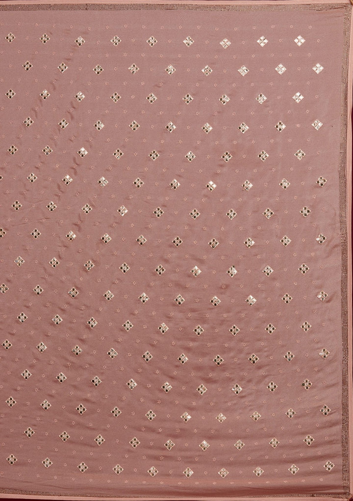 Peach Swarovski Semi Crepe Designer Saree - Koskii