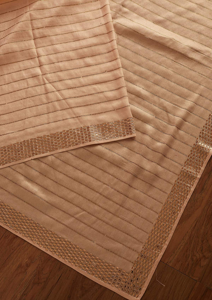 Peach Swarovski Shimmer Designer Saree - koskii