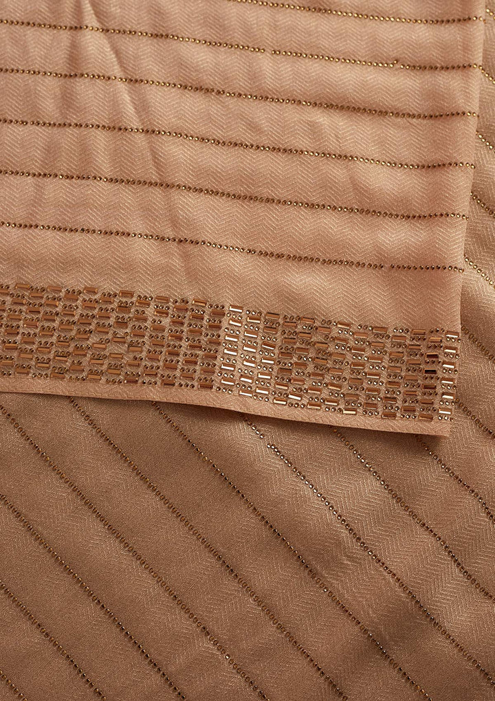 Peach Swarovski Shimmer Designer Saree - koskii