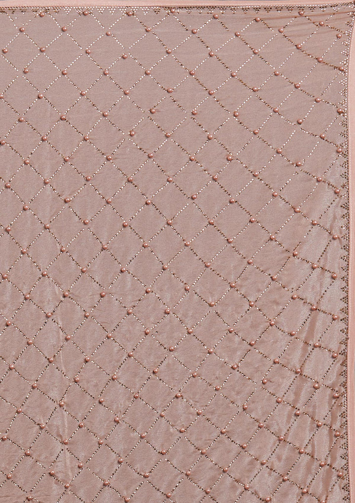 Peach Swarovski Shimmer Designer Saree - Koskii