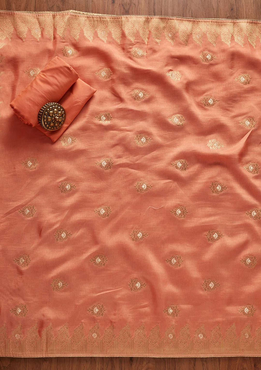 Peach Threadwork Georgette Designer Semi-Stitched Salwar Suit - koskii