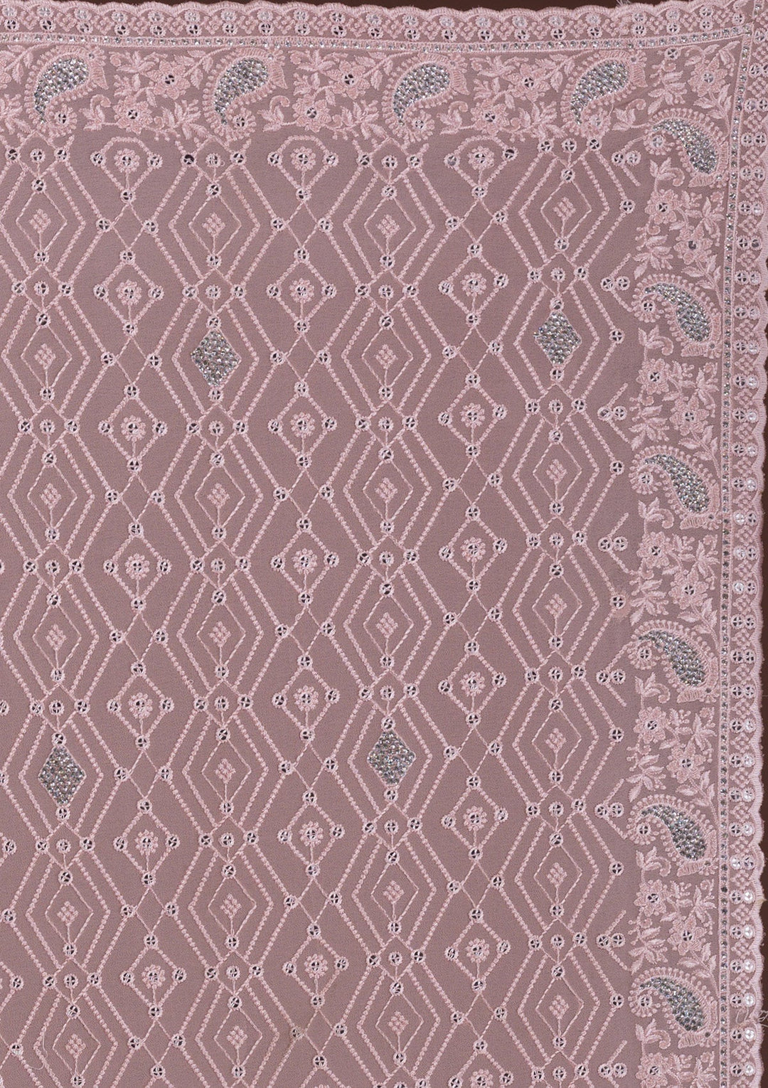 Peach Threadwork Georgette Designer Saree-Koskii