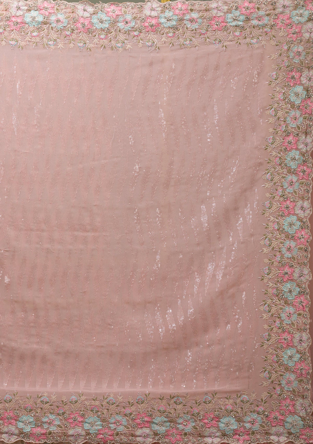 Peach Threadwork Georgette Saree-Koskii