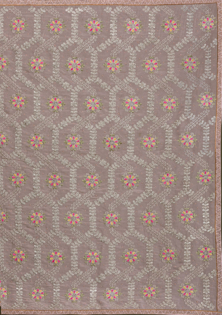 Peach Threadwork Georgette Saree-Koskii