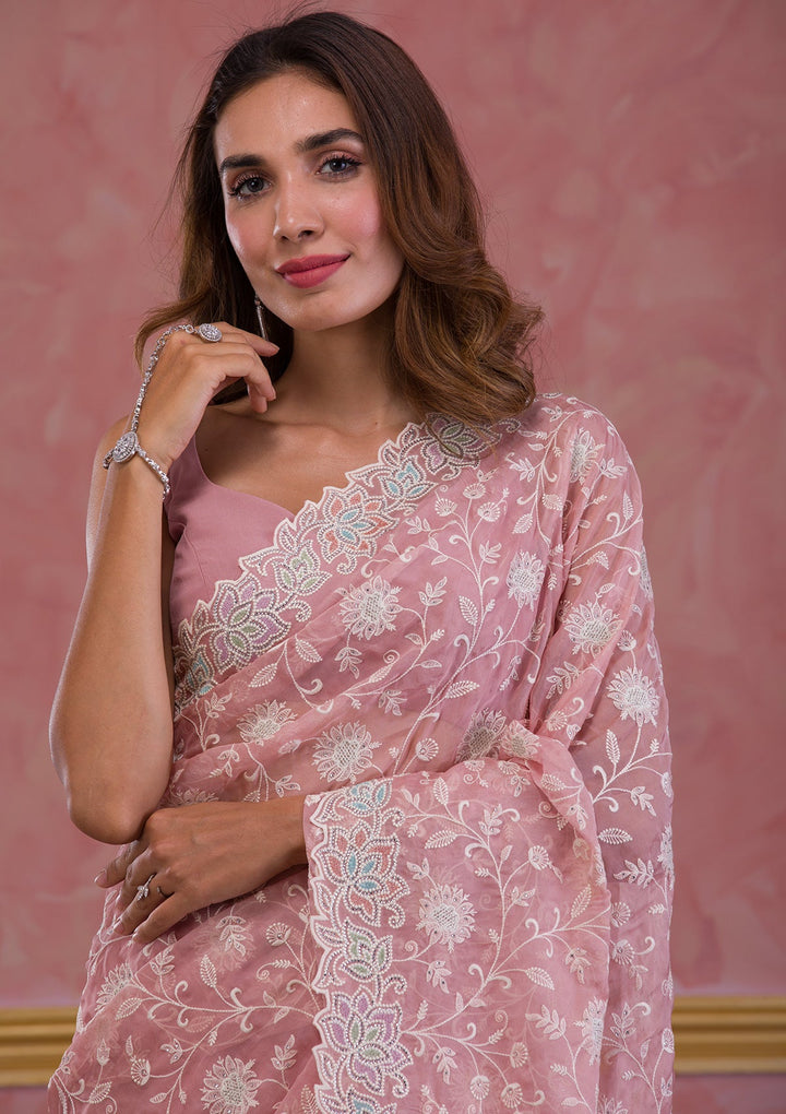 Sea Green Sequins Net Designer Saree-Koskii