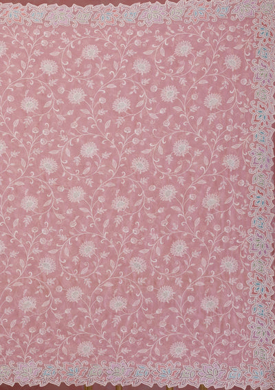 Baby Pink Sequins Chiffon Designer Saree-Koskii