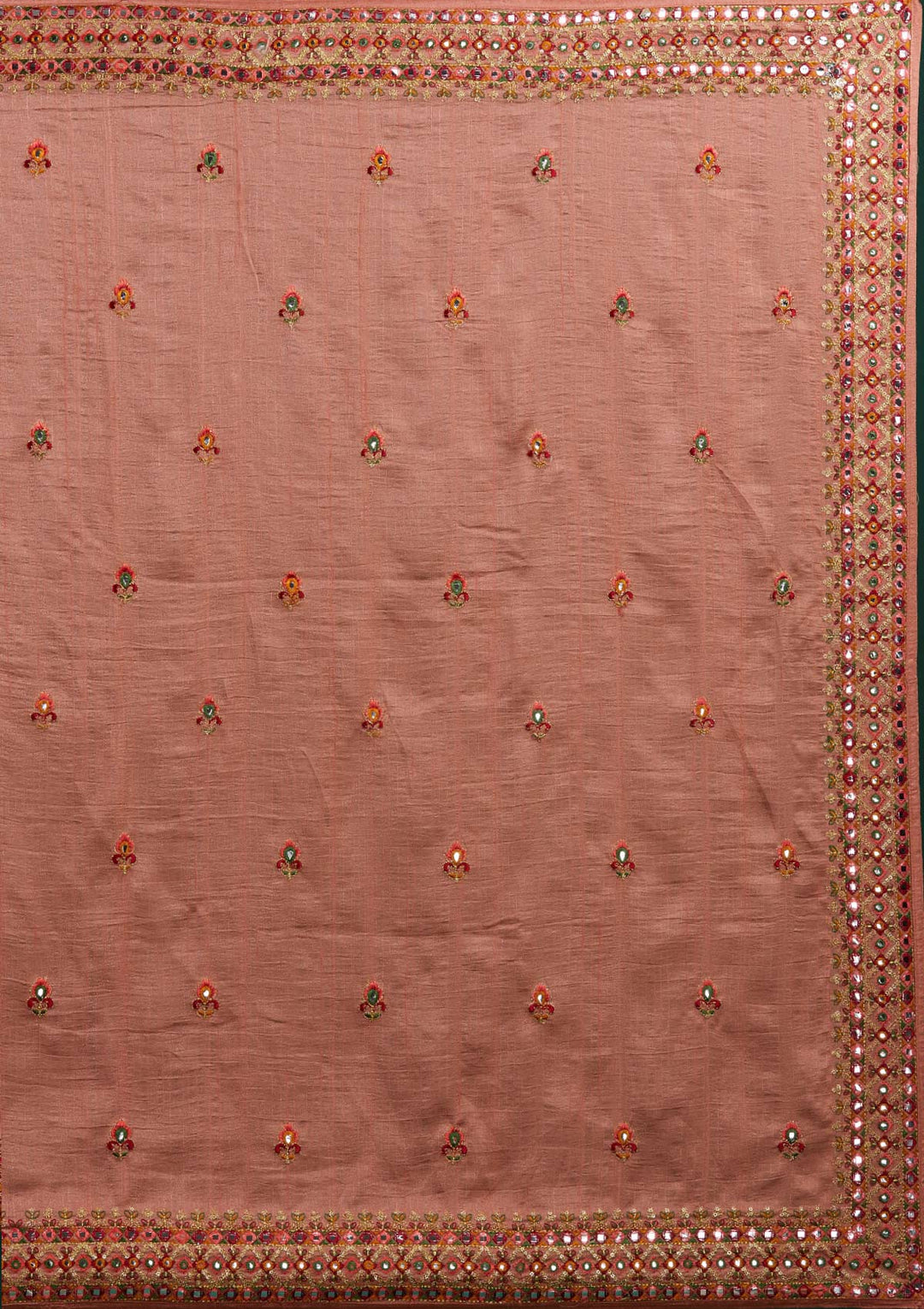 Peach Threadwork Raw Silk Designer Saree - Koskii