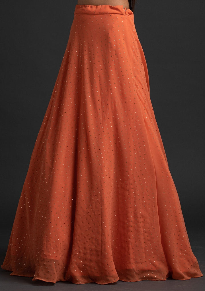 Buy Peach Badla Georgette Designer Skirt Koskii