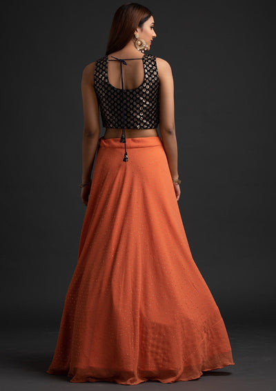 Peach Badla Georgette Designer Skirt - koskii