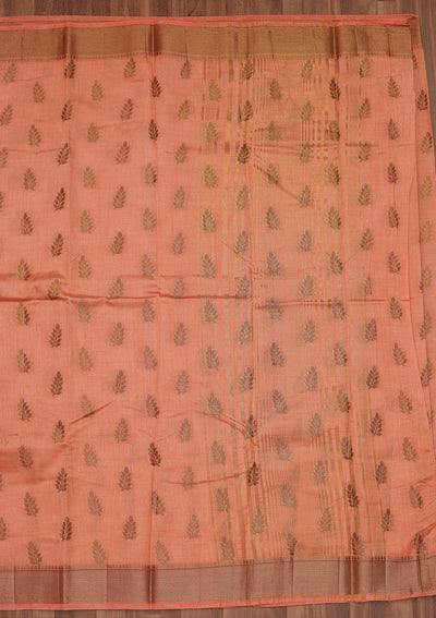 Peach Zariwork Art Silk Designer Saree - Koskii