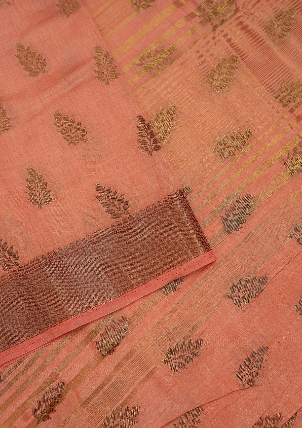 Peach Zariwork Art Silk Designer Saree - Koskii