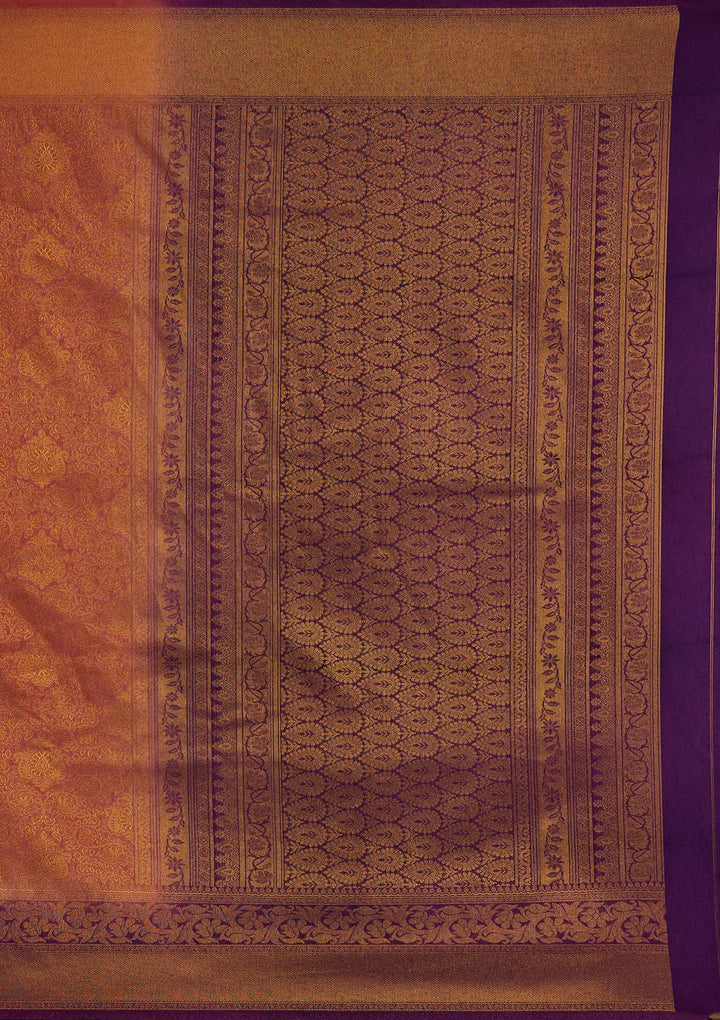 Peach Zariwork Art Silk Designer Saree - Koskii