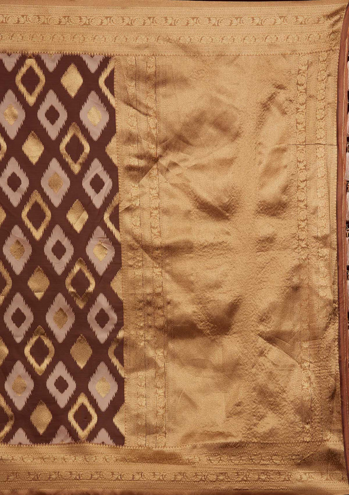 Peach Zariwork Art Silk Designer Saree - Koskii