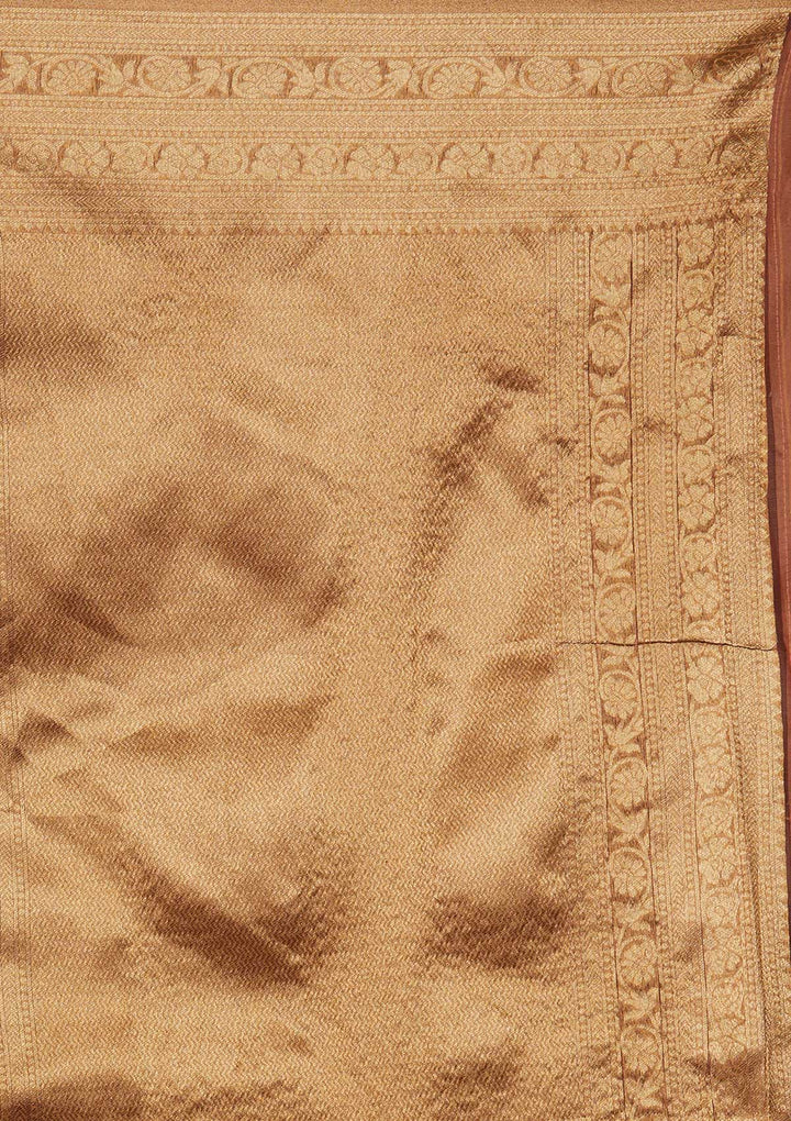 Peach Zariwork Art Silk Designer Saree - Koskii