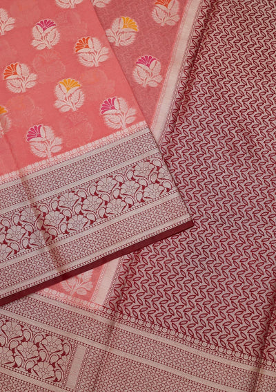 Peach Zariwork Art Silk Saree - Koskii