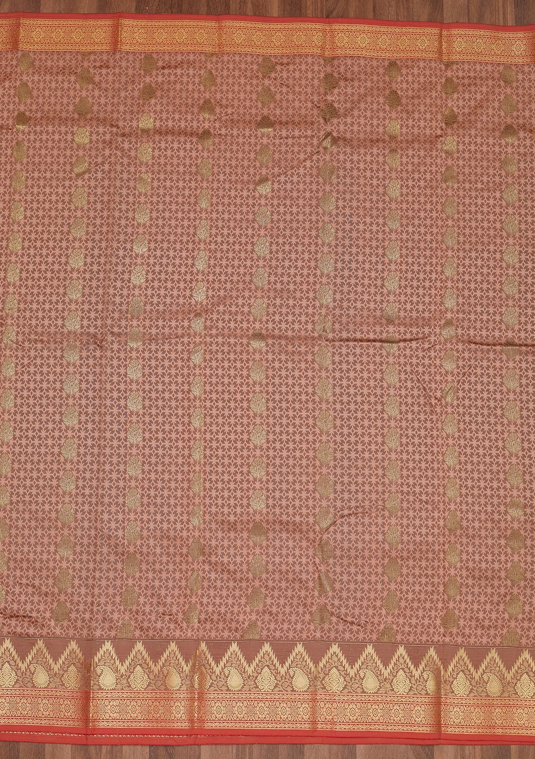 Peach Zariwork Art Silk Designer Saree - Koskii