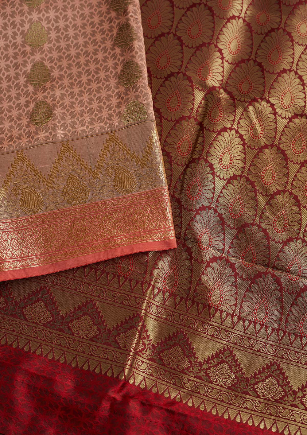 Peach Zariwork Art Silk Designer Saree - Koskii