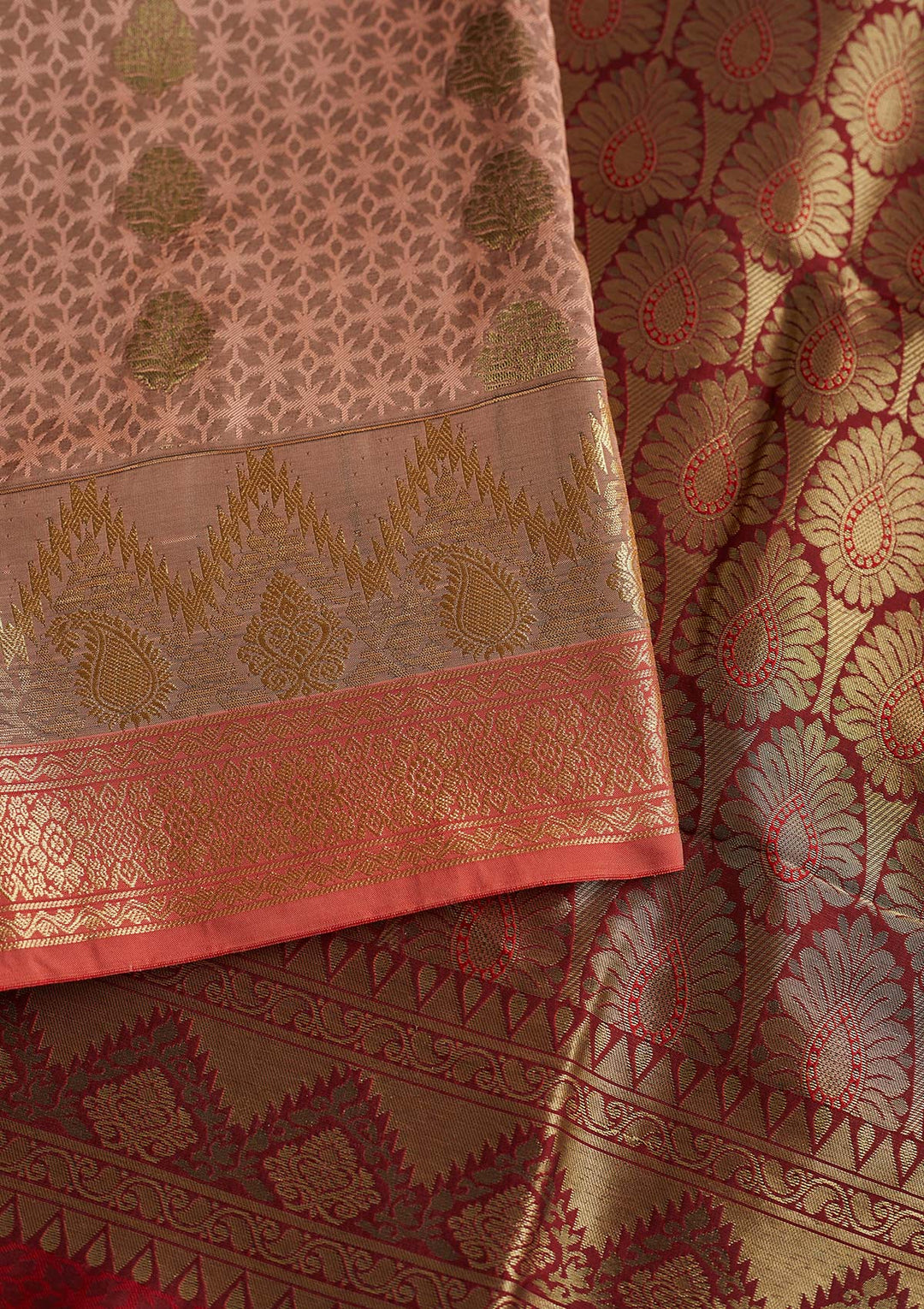 Peach Zariwork Art Silk Designer Saree - Koskii
