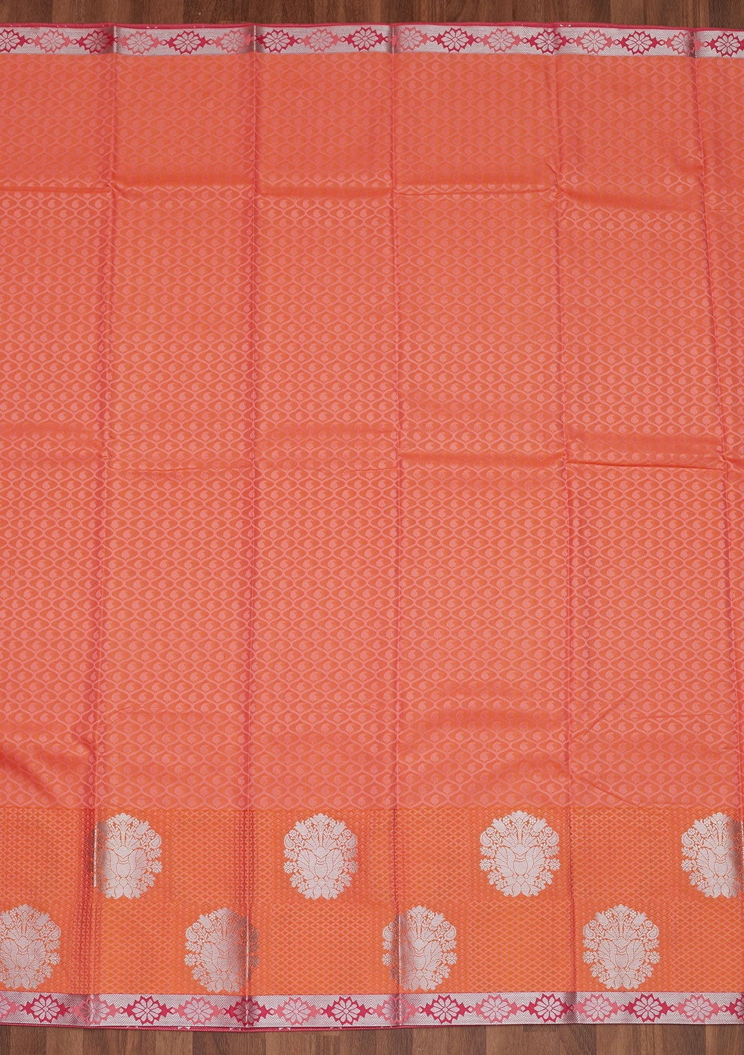 Peach Zariwork Art Silk Designer Saree - Koskii
