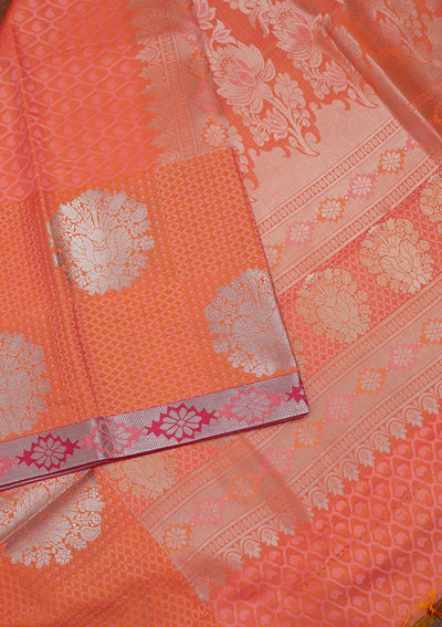 Peach Zariwork Art Silk Designer Saree - Koskii