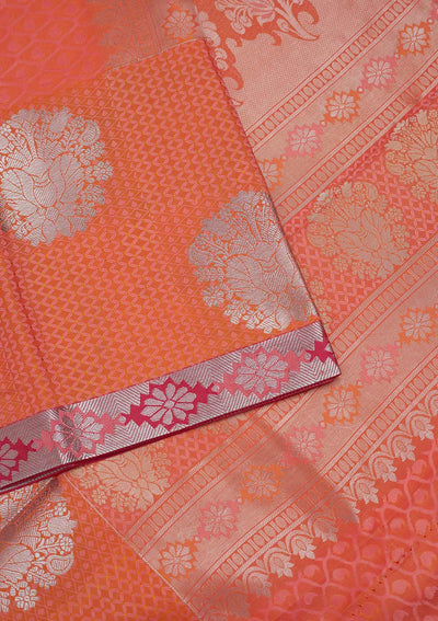 Peach Zariwork Art Silk Designer Saree - Koskii