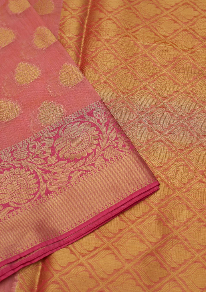 Peach Zariwork Art Silk Saree - Koskii