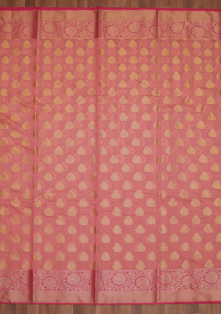 Peach Zariwork Art Silk Saree - Koskii