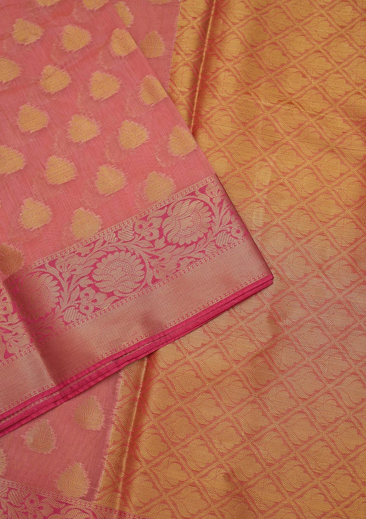 Peach Zariwork Art Silk Saree - Koskii