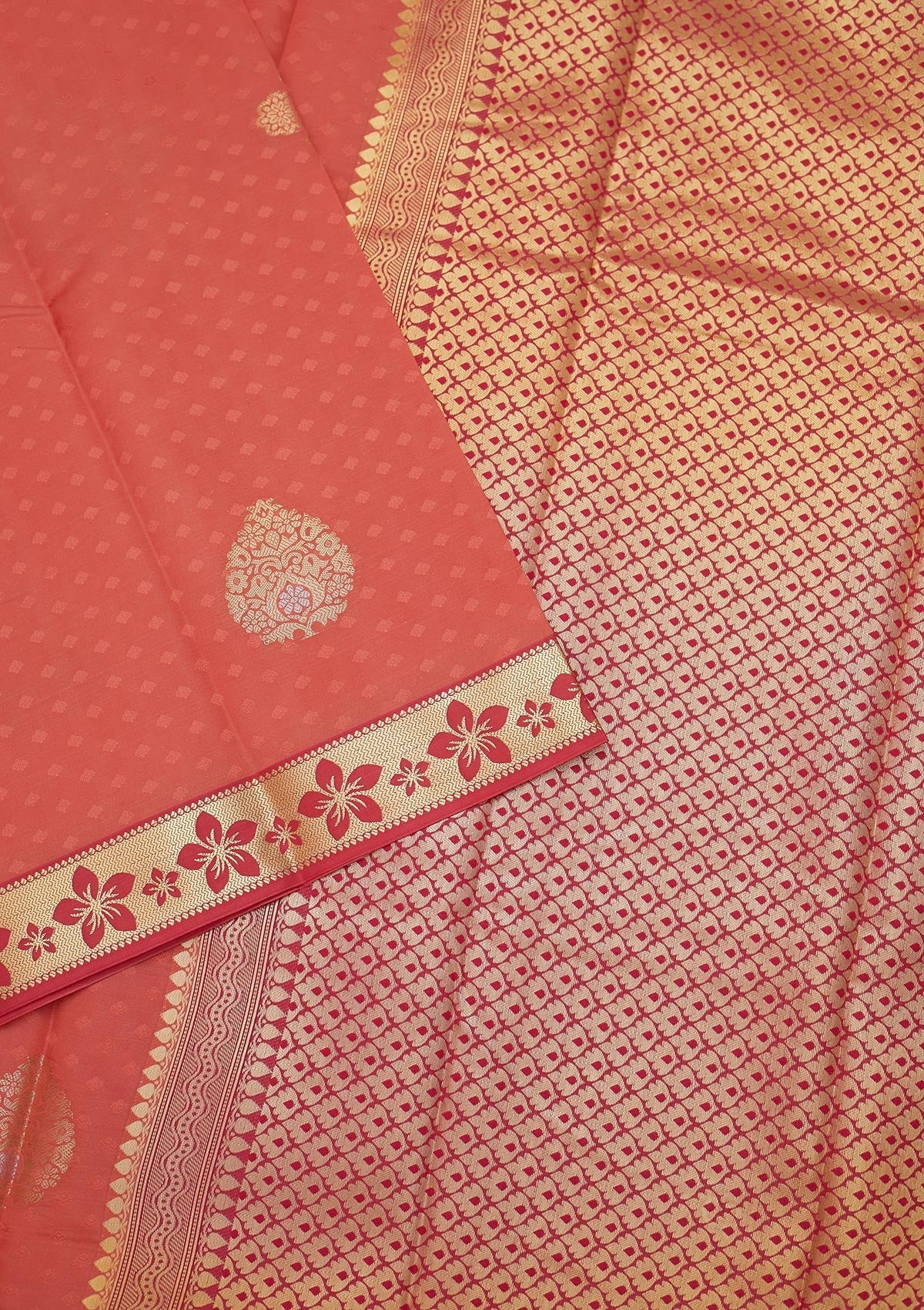 Peach Zariwork Art Silk Saree - Koskii
