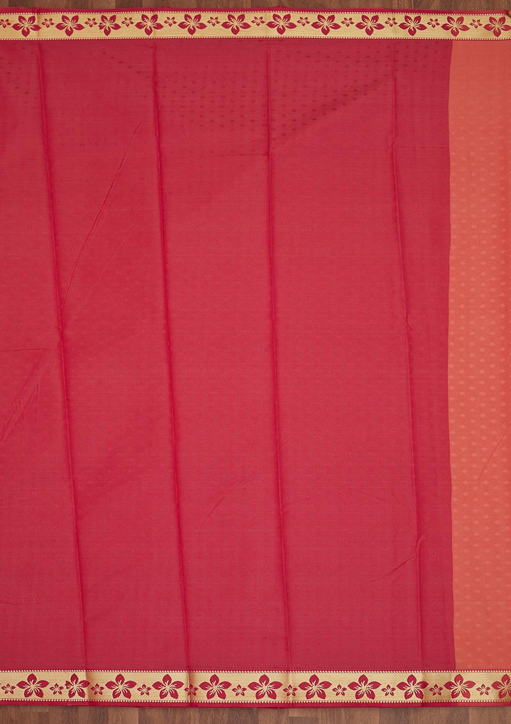 Peach Zariwork Art Silk Saree - Koskii