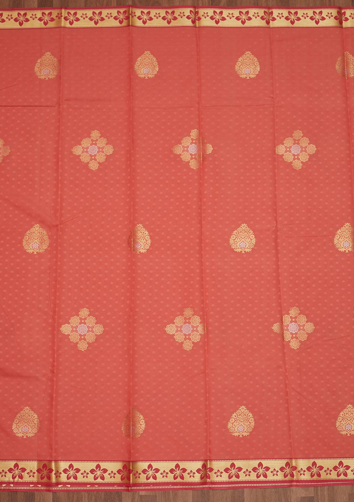 Peach Zariwork Art Silk Saree - Koskii