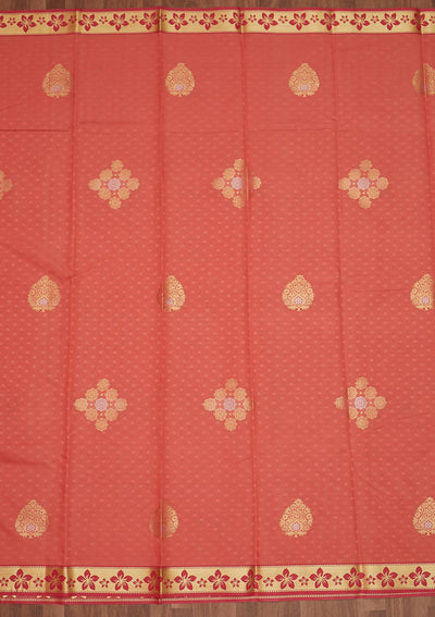 Peach Zariwork Art Silk Saree - Koskii