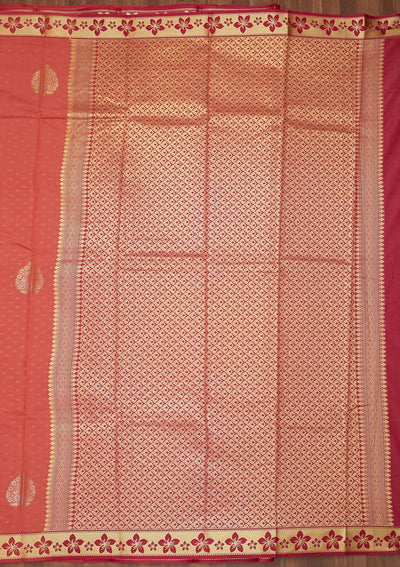 Peach Zariwork Art Silk Saree - Koskii