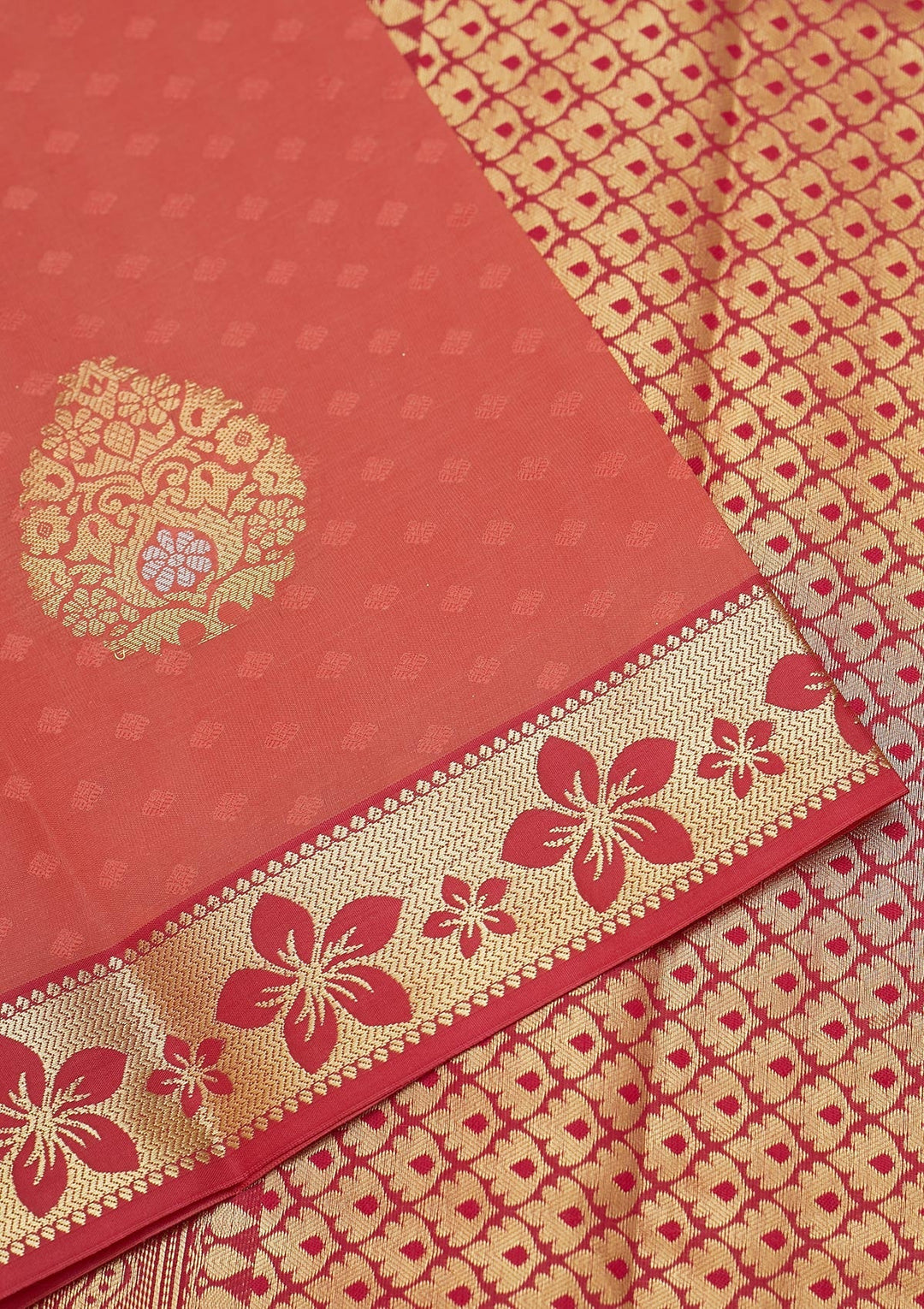 Peach Zariwork Art Silk Saree - Koskii