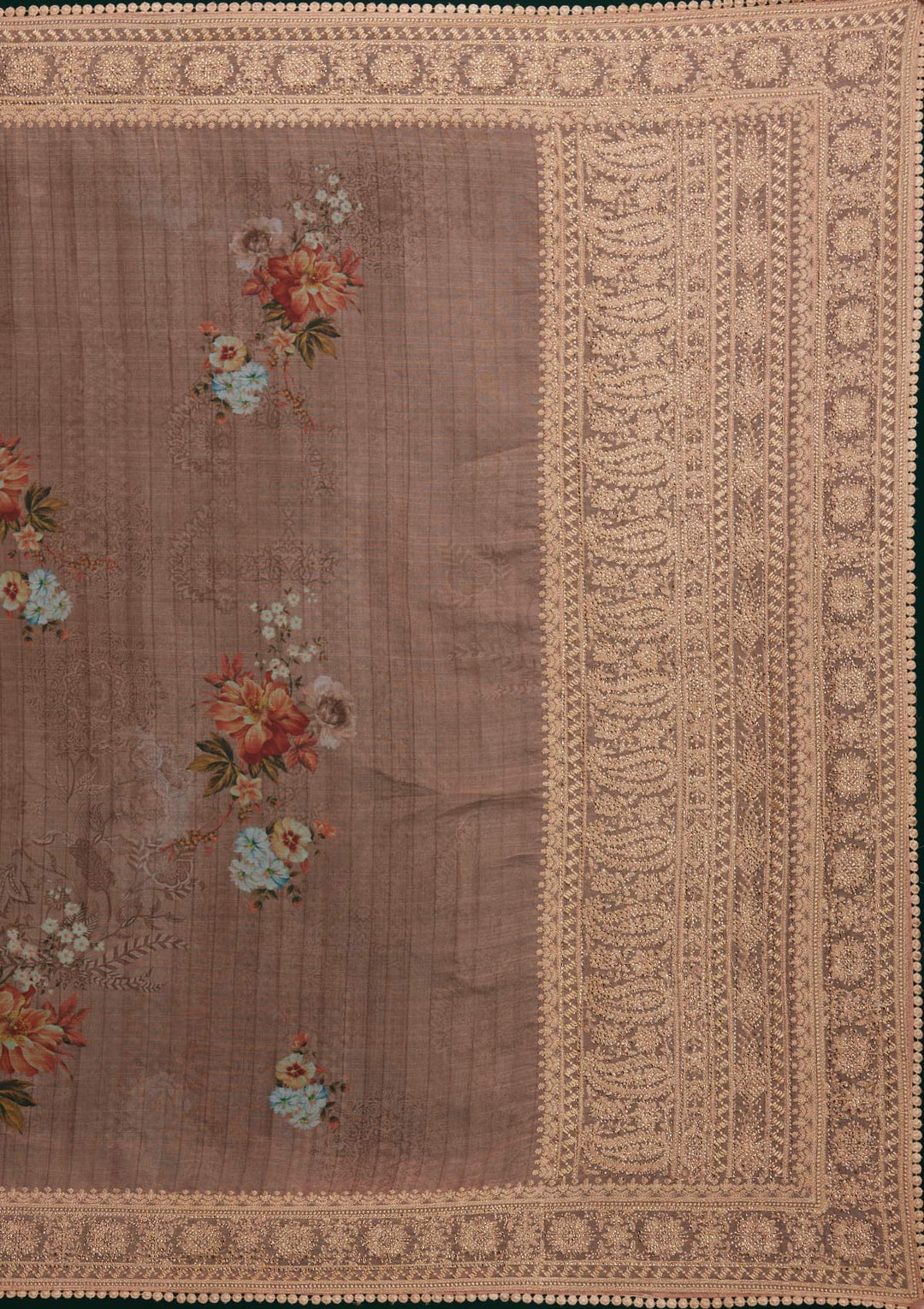 Peach Zariwork Art Silk Saree - Koskii