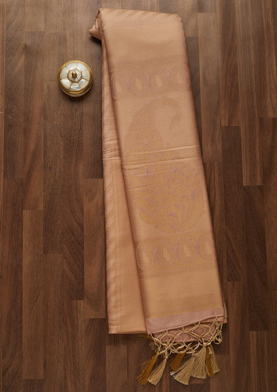 Peach Zariwork Art Silk Saree-Koskii