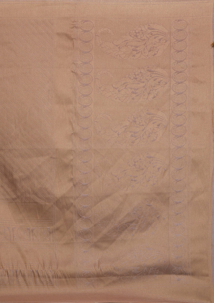 Peach Zariwork Art Silk Saree-Koskii